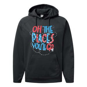 Hot Air Balloon Oh The Places Youll Go When You Read Performance Fleece Hoodie