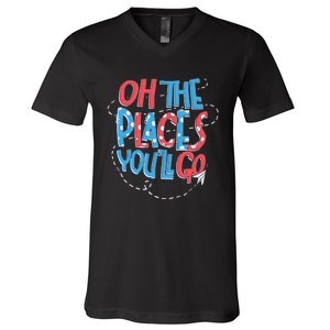 Hot Air Balloon Oh The Places Youll Go When You Read V-Neck T-Shirt