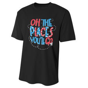 Hot Air Balloon Oh The Places Youll Go When You Read Performance Sprint T-Shirt