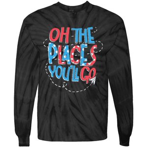 Hot Air Balloon Oh The Places Youll Go When You Read Tie-Dye Long Sleeve Shirt