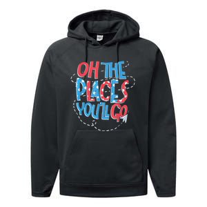 Hot Air Balloon Oh The Places You’Ll Go When You Read Performance Fleece Hoodie