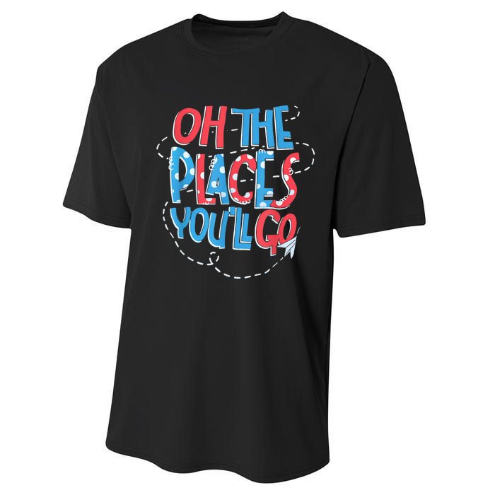 Hot Air Balloon Oh The Places You’Ll Go When You Read Performance Sprint T-Shirt