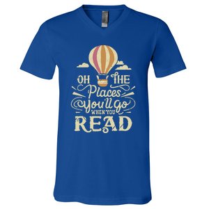 Hot Air Balloon Oh The Places You’Ll Go When You Read V-Neck T-Shirt