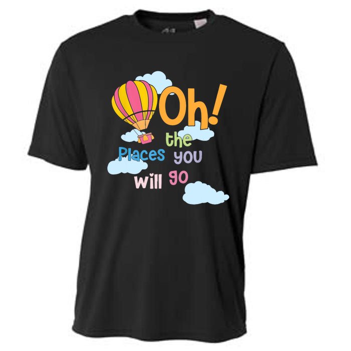 Hot Air Balloon Oh The Places You’Ll Go When You Read Cooling Performance Crew T-Shirt