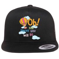 Hot Air Balloon Oh The Places You’Ll Go When You Read Flat Bill Trucker Hat