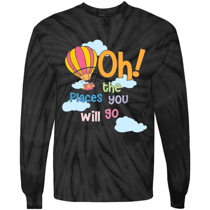 Hot Air Balloon Oh The Places You’Ll Go When You Read Tie-Dye Long Sleeve Shirt