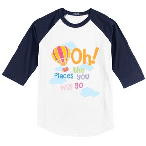 Hot Air Balloon Oh The Places You’Ll Go When You Read Baseball Sleeve Shirt