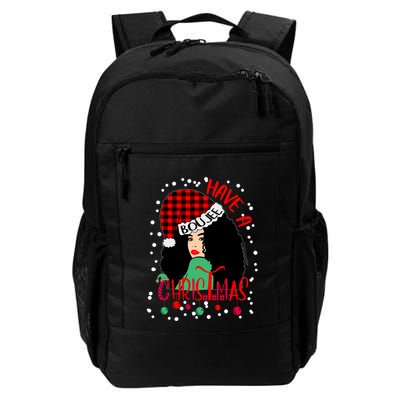Have A Boujee Christmas Tartan Santa Hat Curly Hair Xmas Gift Backpack