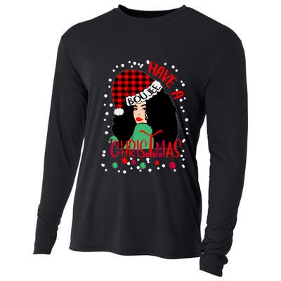 Have A Boujee Christmas Tartan Santa Hat Curly Hair Xmas Gift Cooling Performance Long Sleeve Crew