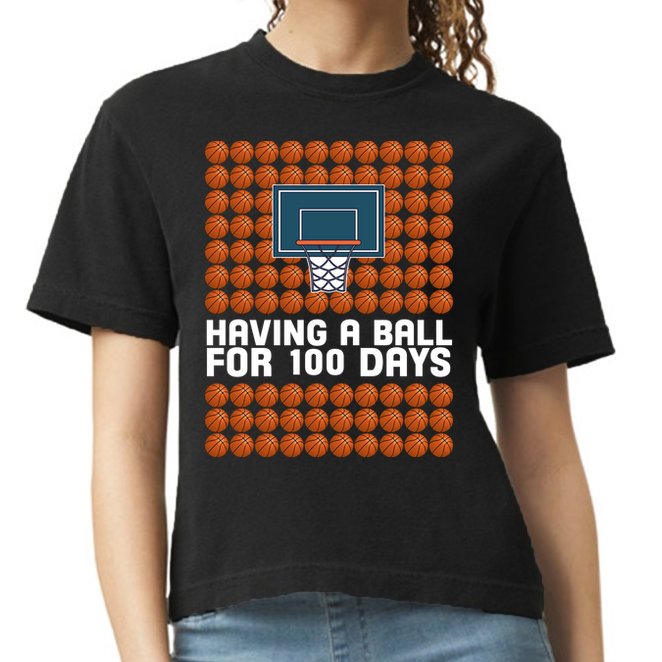 Having A Ball For 100 Days Of School Basketball Comfort Colors Boxy T-Shirt