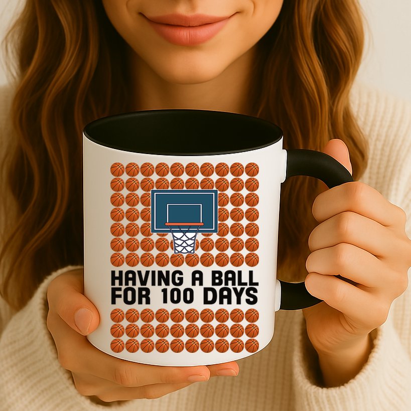 Having A Ball For 100 Days Of School Basketball Mug