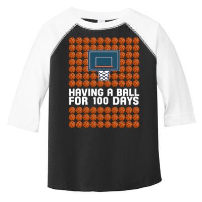 Having A Ball For 100 Days Of School Basketball Toddler Fine Jersey T-Shirt