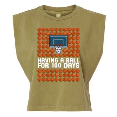 Having A Ball For 100 Days Of School Basketball Garment-Dyed Women's Muscle Tee