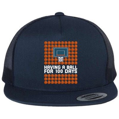 Having A Ball For 100 Days Of School Basketball Flat Bill Trucker Hat