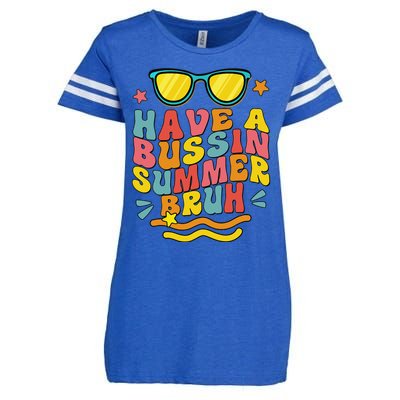 Have A Bussin Summer Bruh Teacher We Out Last Day Of School Enza Ladies Jersey Football T-Shirt