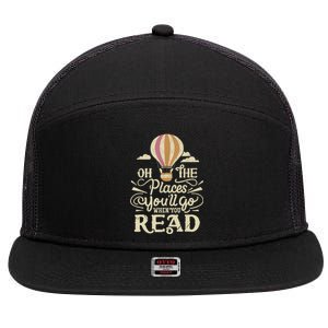 Hot Air Balloon Oh The Places You’Ll Go When You Read 7 Panel Mesh Trucker Snapback Hat