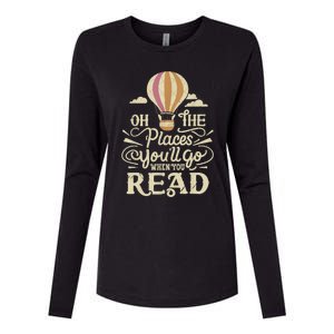 Hot Air Balloon Oh The Places You’Ll Go When You Read Womens Cotton Relaxed Long Sleeve T-Shirt