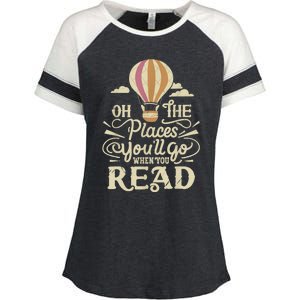 Hot Air Balloon Oh The Places You’Ll Go When You Read Enza Ladies Jersey Colorblock Tee