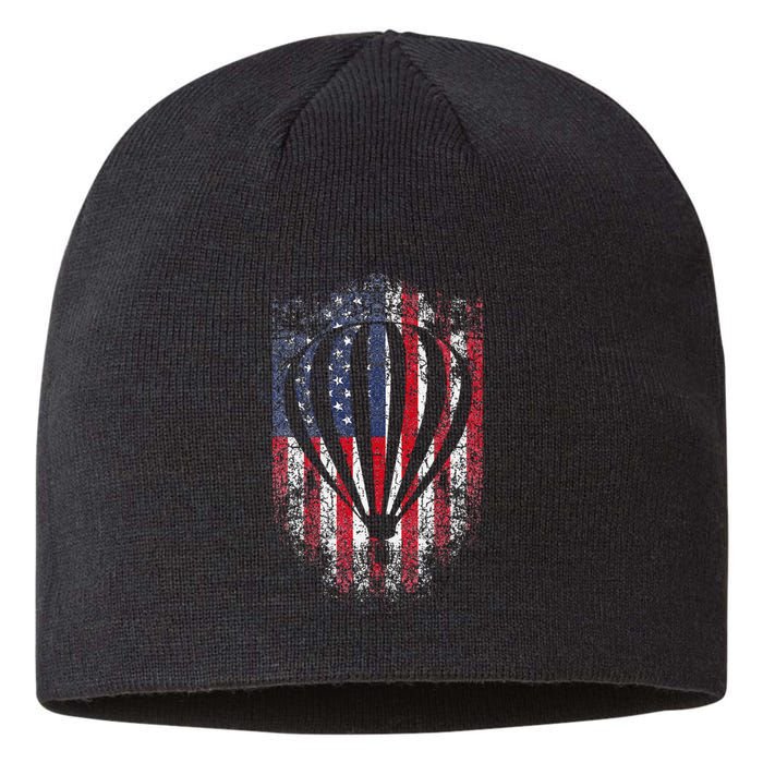 Hot Air Balloon Vintage Usa Flag Sustainable Beanie