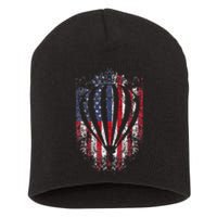 Hot Air Balloon Vintage Usa Flag Short Acrylic Beanie