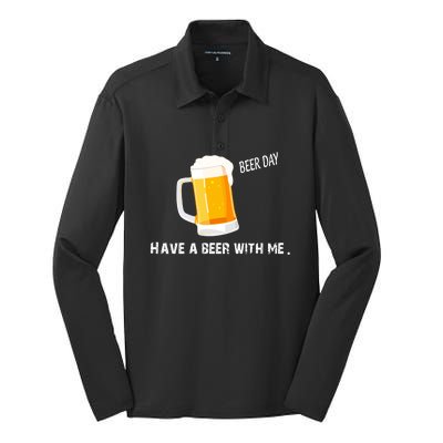 Have A Beer With Me | Beer Day Silk Touch Performance Long Sleeve Polo