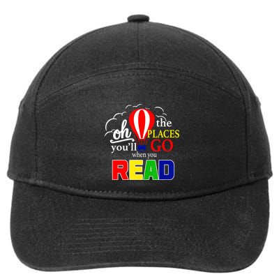 Hot Air Balloon Oh The Places You’Ll Go When You Read 7-Panel Snapback Hat