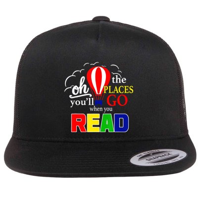 Hot Air Balloon Oh The Places You’Ll Go When You Read Flat Bill Trucker Hat