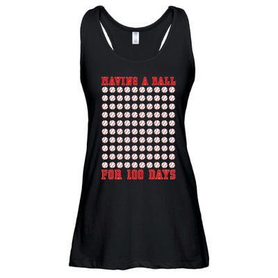 Having A Ball For 100 Days Of School 100th Baseball Ladies Essential Flowy Tank