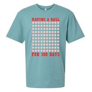 Having A Ball For 100 Days Of School 100th Baseball Sueded Cloud Jersey T-Shirt