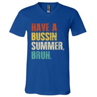 Have A Bussin Summer Bruh Vintage Retro Funny Cute Gift V-Neck T-Shirt