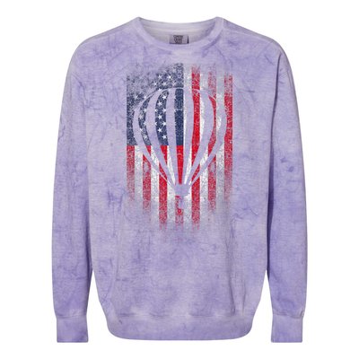 Hot Air Balloon Vintage USA Flag Colorblast Crewneck Sweatshirt