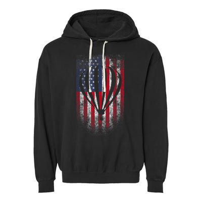 Hot Air Balloon Vintage USA Flag Garment-Dyed Fleece Hoodie