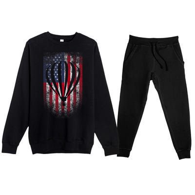 Hot Air Balloon Vintage USA Flag Premium Crewneck Sweatsuit Set