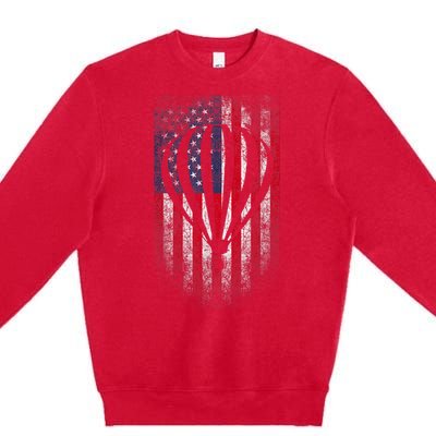 Hot Air Balloon Vintage USA Flag Premium Crewneck Sweatshirt