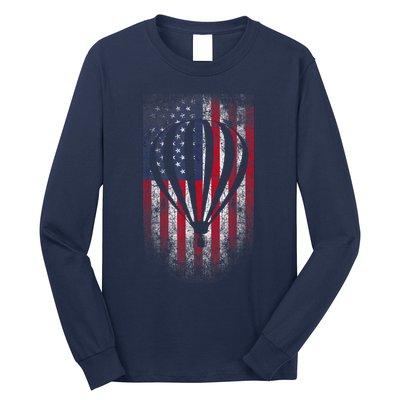 Hot Air Balloon Vintage USA Flag Long Sleeve Shirt