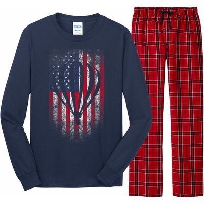 Hot Air Balloon Vintage USA Flag Long Sleeve Pajama Set