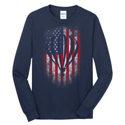 Hot Air Balloon Vintage USA Flag Tall Long Sleeve T-Shirt