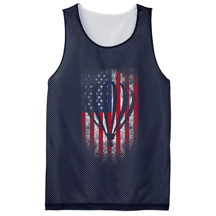 Hot Air Balloon Vintage USA Flag Mesh Reversible Basketball Jersey Tank