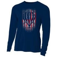 Hot Air Balloon Vintage USA Flag Cooling Performance Long Sleeve Crew