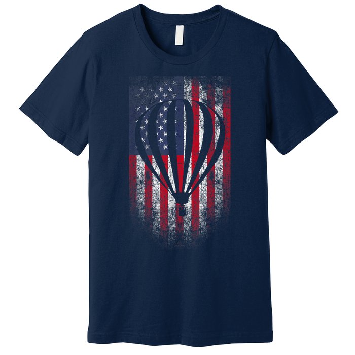 Hot Air Balloon Vintage USA Flag Premium T-Shirt