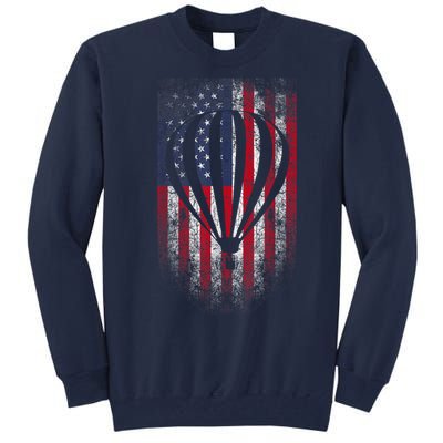 Hot Air Balloon Vintage USA Flag Tall Sweatshirt