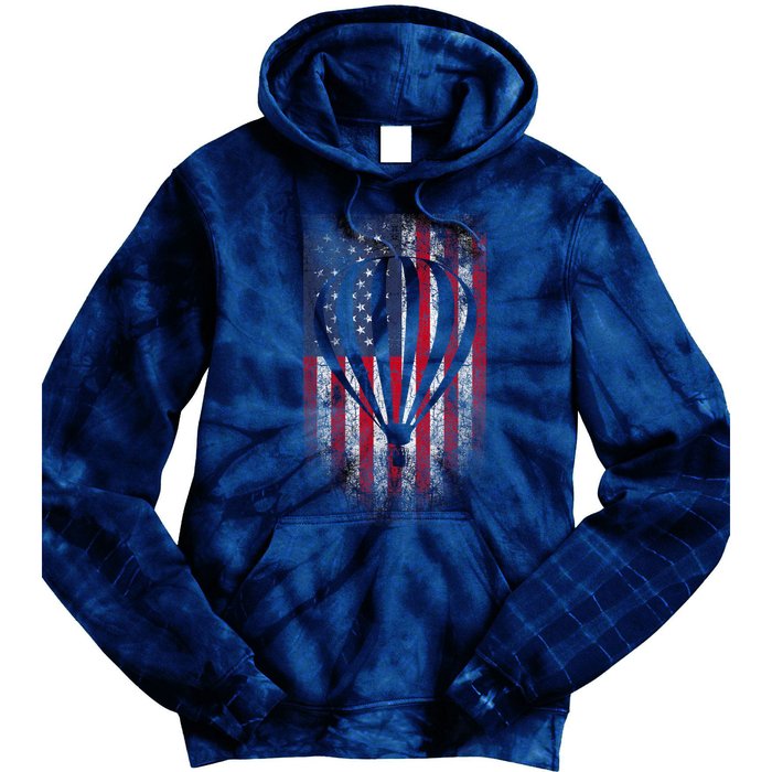 Hot Air Balloon Vintage USA Flag Tie Dye Hoodie