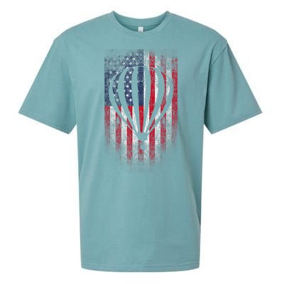 Hot Air Balloon Vintage USA Flag Sueded Cloud Jersey T-Shirt