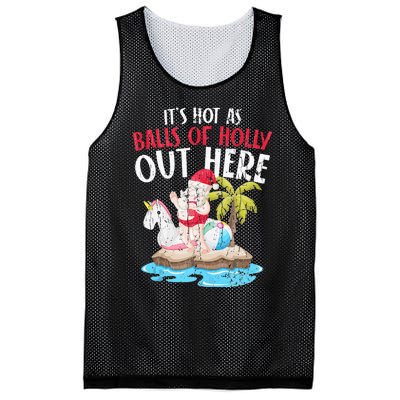 Hot As Balls Of Holly Santa Funny Christmas In July Graphic Mesh Reversible Basketball Jersey Tank