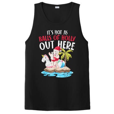 Hot As Balls Of Holly Santa Funny Christmas In July Graphic PosiCharge Competitor Tank