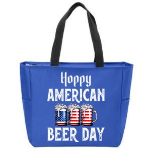 Hoppy American Beer Day Usa Flag Beer Lover Craft Brewer Cool Gift Zip Tote Bag