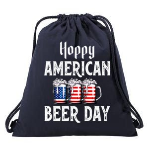 Hoppy American Beer Day Usa Flag Beer Lover Craft Brewer Cool Gift Drawstring Bag