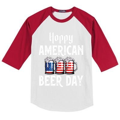 Hoppy American Beer Day Usa Flag Beer Lover Craft Brewer Cool Gift Kids Colorblock Raglan Jersey