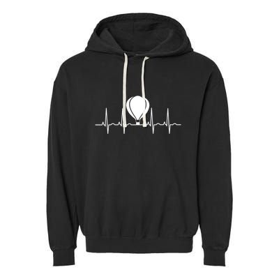 Hot Air Balloon Pilot Aviator Heartbeat Garment-Dyed Fleece Hoodie