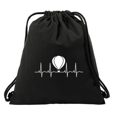 Hot Air Balloon Pilot Aviator Heartbeat Drawstring Bag